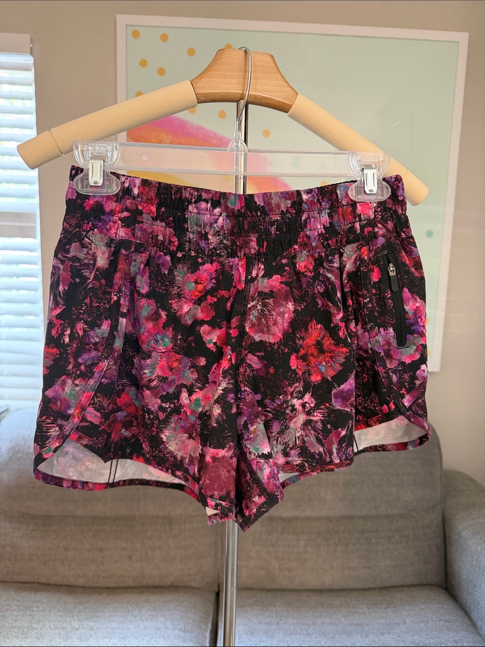 lululemon athletica Black Floral Print Athletic Shorts